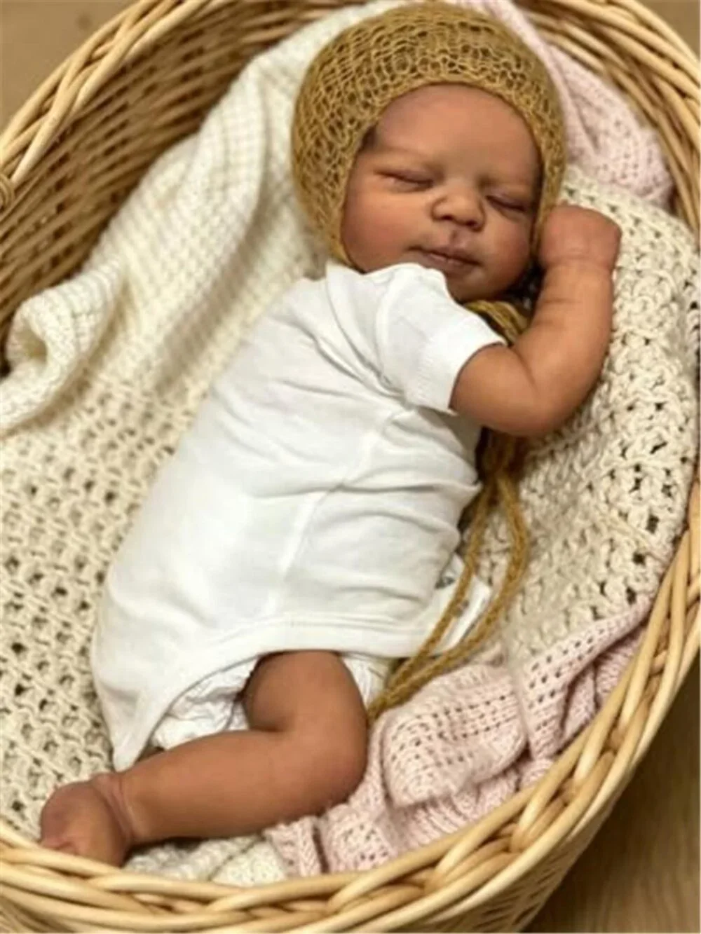 19 Inch Full Body Silicone Black Reborn Baby Girl Doll Waterproof Anatomical